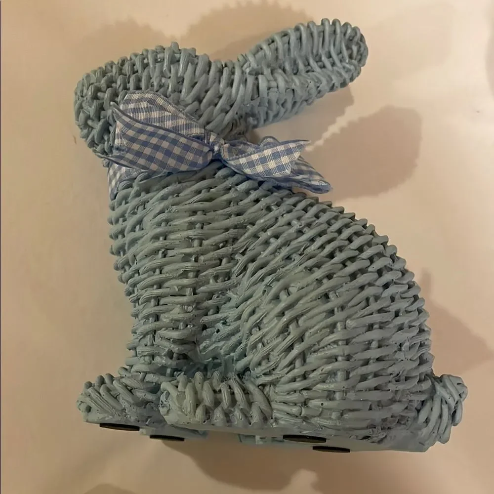 Easter Holiday Wreath, with Blue Bunny and Sign.